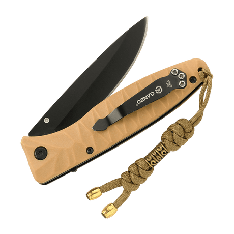 Flettet M-Tac Zeus Lanyard paracord på kniv for hurtig adgang, stilfuldt design og holdbarhed. Ideel til knive og lygter.