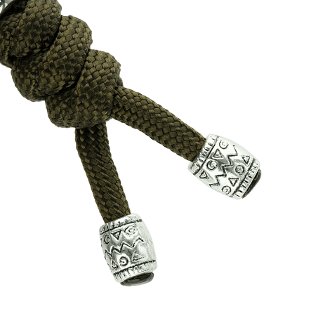 M-Tac Zeus Stainless Steel Lanyard med flettet paracord og dekorativ perle i rustfrit stål, perfekt til hurtig adgang til udstyr.