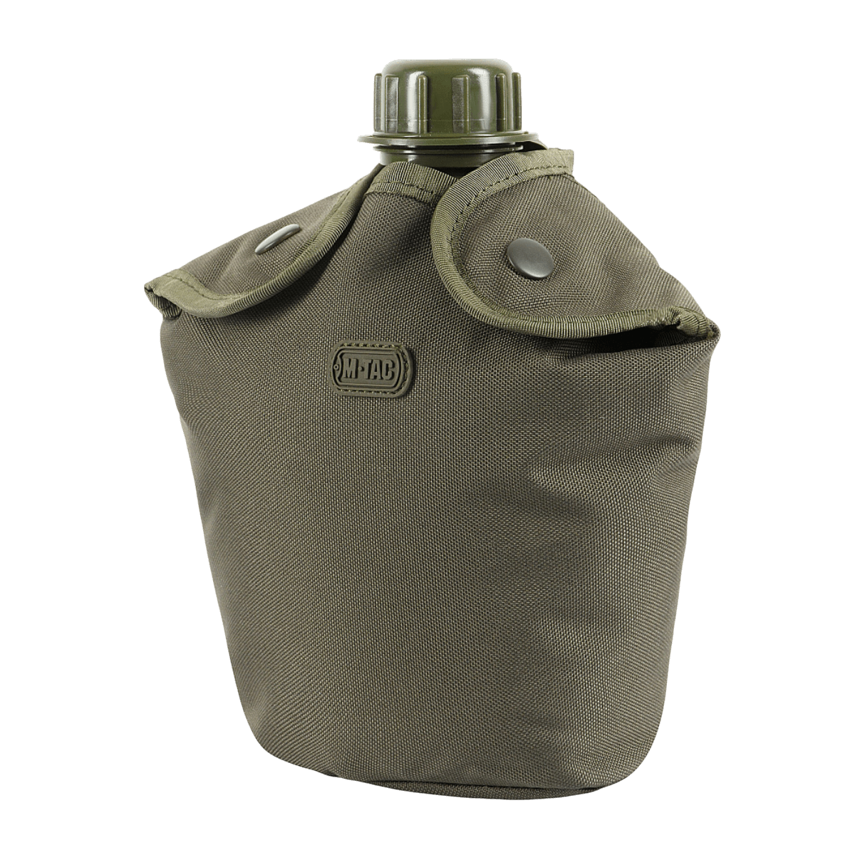 Grøn drikkeflaske i etui med knaplukning til M-Tac Flaskeholder MOLLE.
