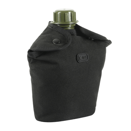 M-Tac Flaskeholder MOLLE til taktisk vandretur, sort polyester, PVC-belægning, 120x70x170 mm, med drænhul og MOLLE-system.