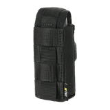 M-Tac Gasdåseholder Vertikal fremstillet af MIL-SPEC strop med Woojin-lås, vist i sort farve. Praktisk til molle-systemmontering.