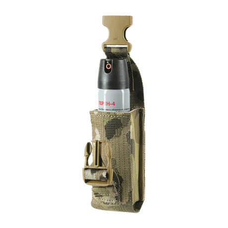 M-Tac Gasdåseholder Vertikal, praktisk holder med Woojin-lås og MIL-SPEC strop, monteret på bælte via MOLLE-system.