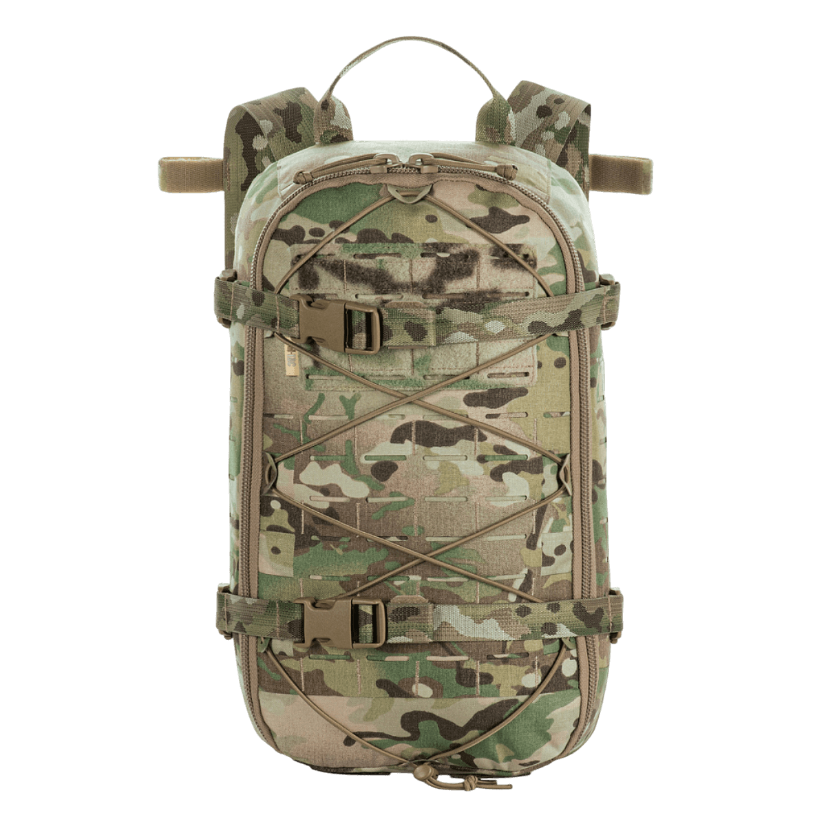 M-Tac Rygsæk Sturm Elite Gen.II i camouflage mønster med MOLLE system og elastisk snøring, perfekt til feltture og eventyr.