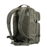 M-Tac Large Assault Pack Rygsæk Laser Cut, militær rygsæk med MOLLE-system og polstrede skulderremme, set bagfra.