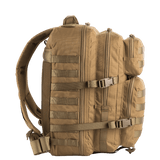 M-Tac Large Assault Pack Rygsæk i beige med MOLLE-system og flere lynlåslommer, perfekt til bybrug og korte vandreture.