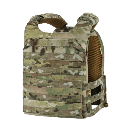 M-Tac Plate Carrier Cuirass Elite Gen.II i camo design, med holdbart Cordura 500D stof og Duraflex hurtiglåse for nem anvendelse.