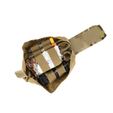 M-Tac Mediclomme Small Vertical Elite åben med førstehjælpsudstyr i brun Cordura 500D materiale