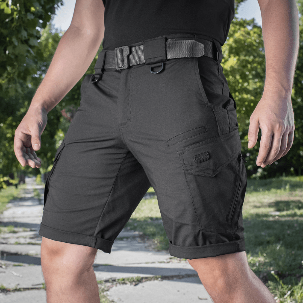 M-Tac Shorts Aggressor Gen.II Flex i sort, fremstillet af slidstærkt rip-stop materiale, perfekt til træning og fritid udendørs.