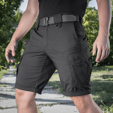 M-Tac Shorts Aggressor Gen.II Flex i sort, fremstillet af slidstærkt rip-stop materiale, perfekt til træning og fritid udendørs.
