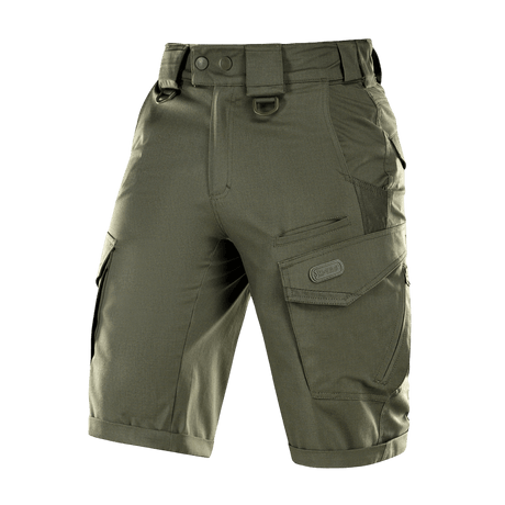 M-Tac Shorts Aggressor Gen.II Flex, taktiske grønne shorts med lommer, letvægts og fleksibelt design til træning og fritid