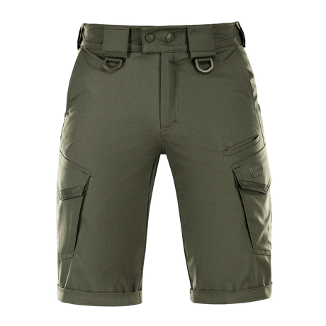 M-Tac Shorts Aggressor Gen.II Flex i rip-stop materiale med moderne taktisk design, ideel til træning og fritid, vandafvisende belægning.