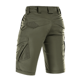 M-Tac Shorts Aggressor Gen.II Flex i rip-stop materiale, tætsiddende pasform, bagfra visning, taktisk design, dansk oversigt.