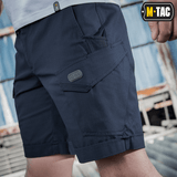 M-Tac Shorts Aggressor Short i marineblå med taktiske lommer designet til komfort og bevægelsesfrihed, perfekt til by- eller naturbrug.