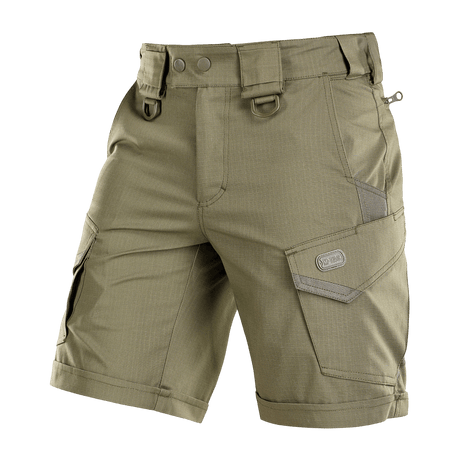 M-Tac Shorts Aggressor Short i elastisk polycotton flex rip-stop med YKK lynlåse og D-ringe, ideel til taktisk brug.
