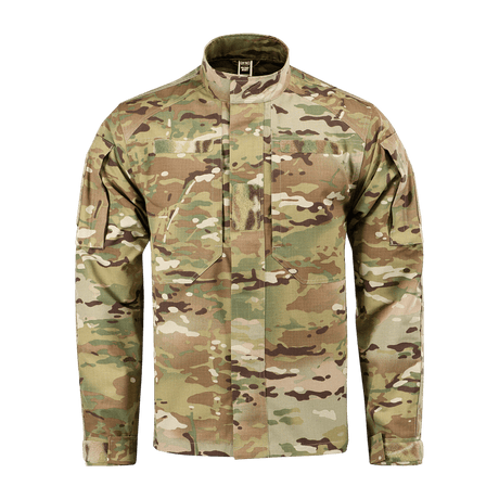 M-Tac Jakke Military Elite NYCO i multicam med ståkrave, YKK-lynlås, og semi-figursyet design, perfekt til militærbrug.