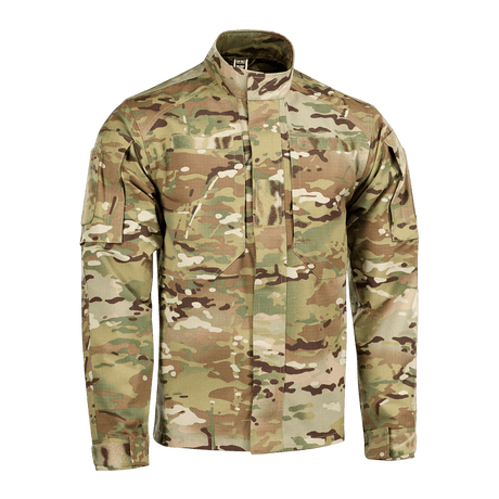 M-Tac Jakke Military Elite NYCO i camouflage mønster, lavet af 50/50 bomuld/nylon med NIR- og Teflon-behandling, foran visning.