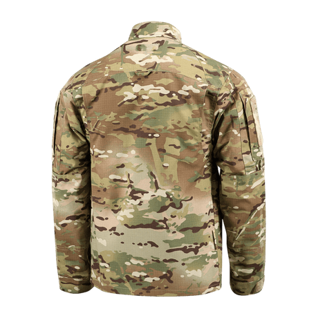 M-Tac Jakke Military Elite NYCO med MultiCam mønster, bagsidevisning, amerikansk NYCO rip-stop materiale, ståkrave, Velcro-detaljer.