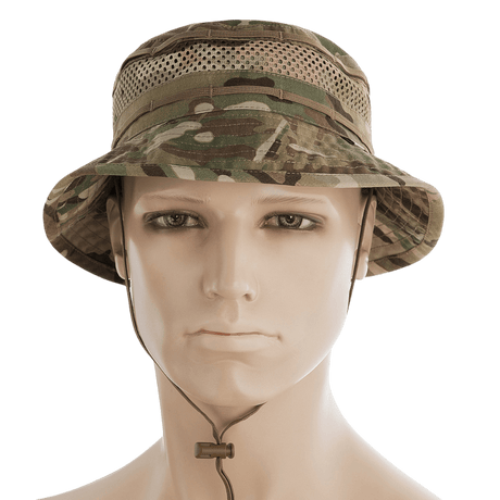 M-Tac Panamahat med Net Elite NYCO i camouflage med mesh-paneler og snor til sikkerhed mod stærk vind.