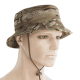 M-Tac Panamahat med Net Elite NYCO med snor og mesh-design for ekstra ventilation, på mannequin. Ideel til udendørs brug i stærk vind.