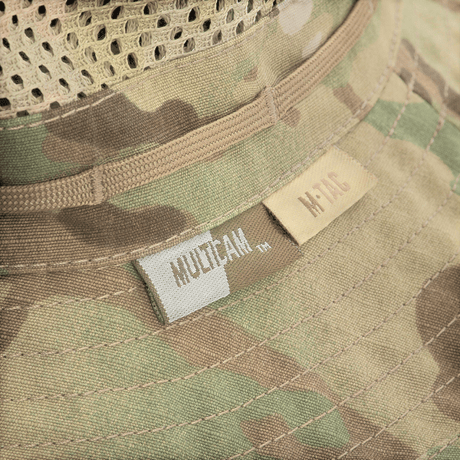 M-Tac Panamahat med Net Elite NYCO med mesh og skygge-design i camouflagemønster, udstyret med snor mod stærke vindstød.