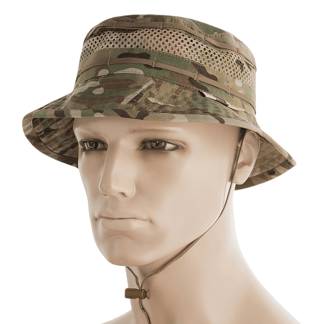 M-Tac Panamahat med Net Elite NYCO, kamouflagemønster, med snor til ekstra sikkerhed, kort skygge og båndsyede kanter.