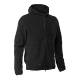 Sort M-Tac Lite Microfleece Hættetrøje med hætte og lynlås, perfekt til træning og friluftsliv, lavet af åndbar, elastisk mikrofleece.