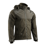 M-Tac Norman Windblock Fleecejakke i brun med Softshell-indlæg, designet til maksimal komfort, varme og åndbarhed i koldt vejr.