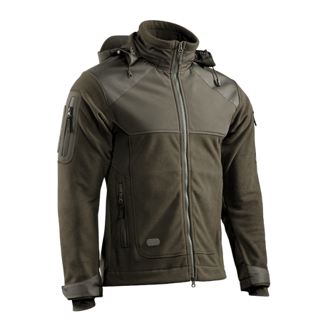 M-Tac Norman Windblock Fleecejakke i brun med Softshell-indlæg, designet til maksimal komfort, varme og åndbarhed i koldt vejr.