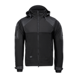M-Tac Norman Windblock Fleecejakke i sort med windblock materiale og softshell-indlæg, ideel til køligt og koldt vejr.