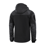 Sort M-Tac Norman Windblock Fleecejakke set bagfra med hætte og vindbeskyttende Softshell-indlæg