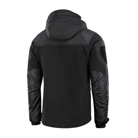 Sort M-Tac Norman Windblock Fleecejakke set bagfra med hætte og vindbeskyttende Softshell-indlæg