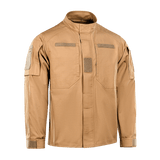 M-Tac Jakke Patrol Flex i sandfarve med velcro paneler, YKK fittings og taktiske detaljer til praktisk brug.