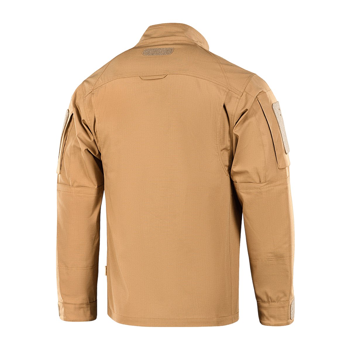 M-Tac Jakke Patrol Flex i beige med forstærket skulderparti og ventilationsøjer, designet til taktisk brug.