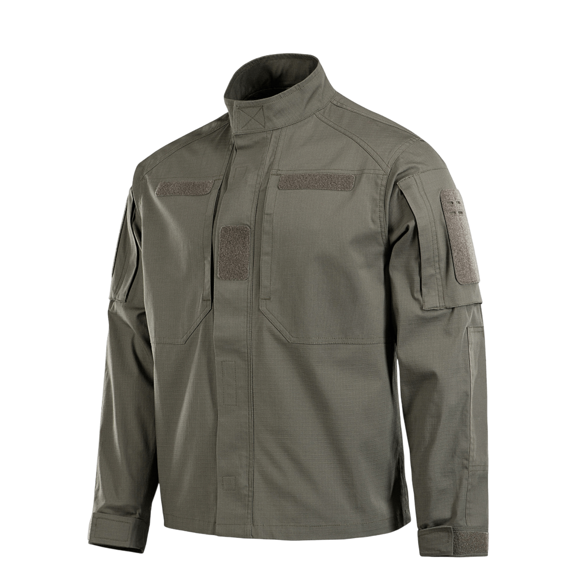 M-Tac Jakke Patrol Flex i olivengrøn med velcrolommer og YKK fittings til taktisk brug.