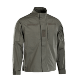 M-Tac Jakke Patrol Flex i grøn med ventileret design, ståkrave og forstærkede skulderdetaljer. Taktisk jakke med velcro-paneler.