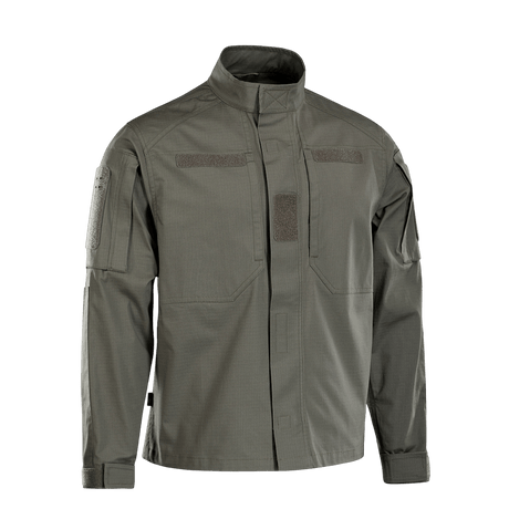 M-Tac Jakke Patrol Flex i grøn med ventileret design, ståkrave og forstærkede skulderdetaljer. Taktisk jakke med velcro-paneler.