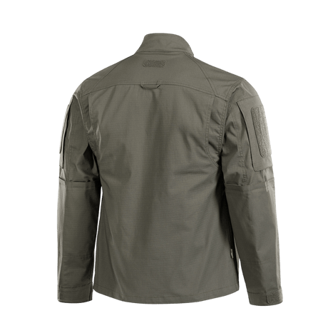 M-Tac Jakke Patrol Flex med praktiske velcro- og YKK-fittings, designet til taktisk brug. Bagfra, grå farve, ståkrave.