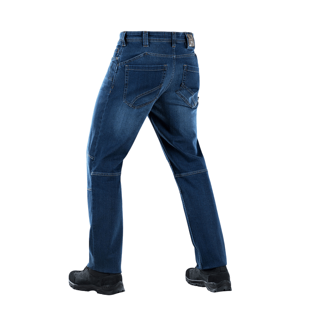 M-Tac Tactical Gen.I Regular Fit jeans i blå denim vises bagfra med detaljeret syning til udendørs aktiviteter og daglig brug.