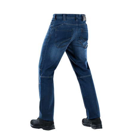 M-Tac Tactical Gen.I Regular Fit jeans i blå denim vises bagfra med detaljeret syning til udendørs aktiviteter og daglig brug.