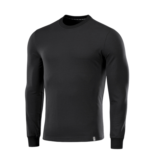 M-Tac Pullover 4 Seasons i sort med rund hals og lange ærmer, lavet af 95% bomuld og 5% elastan, velegnet til hverdag og taktisk brug.