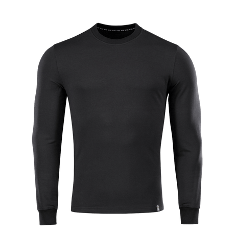 M-Tac Pullover 4 Seasons med rund hals i sort, minimalistisk design, ideel til daglig og taktisk brug hele året, lavet af bomuld og elastan.
