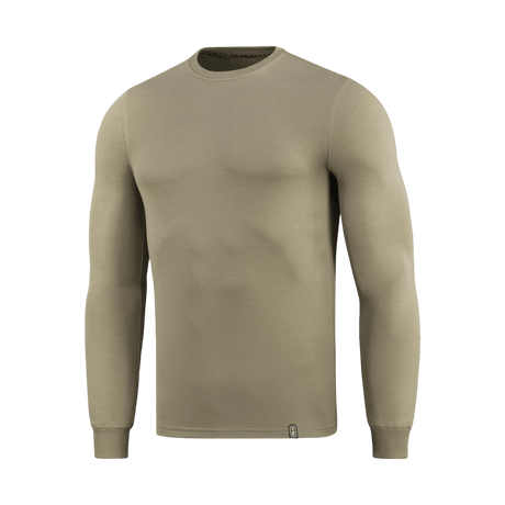 M-Tac Pullover 4 Seasons med rund hals i beige, minimalistisk design til taktisk og hverdagsbrug, lavet af bomuld og elastan.