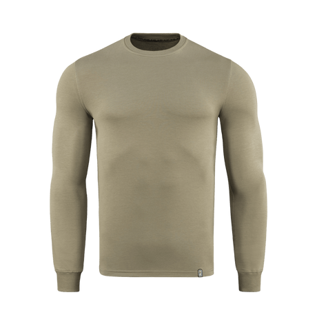 M-Tac Pullover 4 Seasons i beige, minimalistisk design til hverdags- og taktisk brug hele året, lavet af 95% bomuld og 5% elastan.