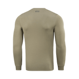 M-Tac Pullover 4 Seasons i beige set bagfra, langærmet, rund hals, alsidigt design til helårsbrug, produktkode på ryggen.