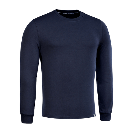 M-Tac Pullover 4 Seasons i mørkeblå med minimalistisk design til helårsbrug. Materiale: bomuld og elastan. Perfekt til hverdag og taktisk brug.