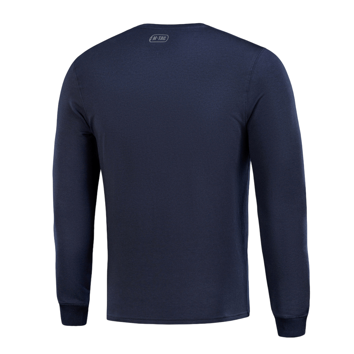 M-Tac Pullover 4 Seasons set fra bagsiden, passer til hverdags- og taktisk brug, lavet af bomuld og elastan, minimaliskt design.