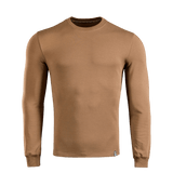 M-Tac Pullover 4 Seasons med rund hals til hverdags- og taktisk brug, 95% bomuld, 5% elastan, beige farve, minimalistisk design.