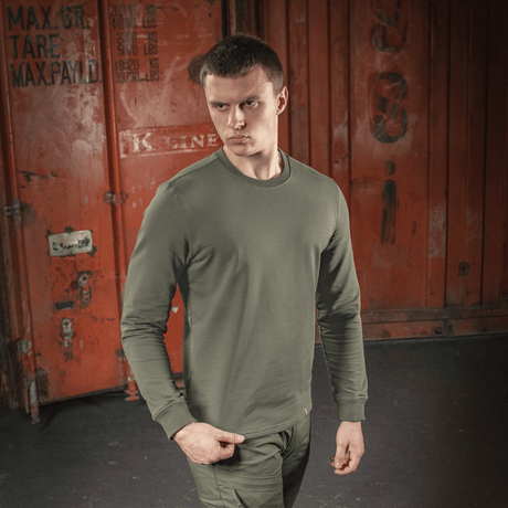 M-Tac Pullover 4 Seasons i grøn, alsidigt til hverdag og taktisk brug, 95% bomuld