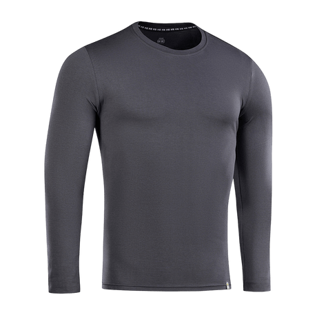 M-Tac Long-sleeve T-shirt 93/7 i grå, lavet af 93% bomuld og 7% elastan, ideel til hverdag, sport og friluftsliv, fremhæver muskelkonturer