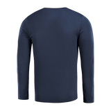 M-Tac Long-sleeve T-shirt 93/7 i marineblå set bagfra, viser det holdbare og elastiske materiale velegnet til sport og hverdag.